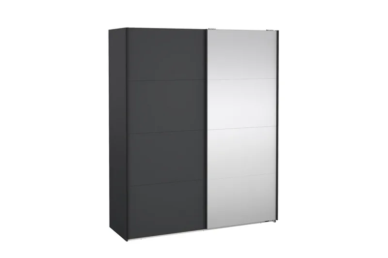Elvos Vaatekaappi Peilillä 179x220 cm - Musta - Säilytys - Vaatesäilytys - Vaatekaappi