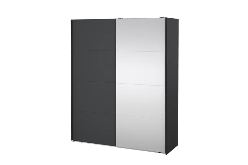 Elvos Vaatekaappi Peilillä 179x220 cm, Musta