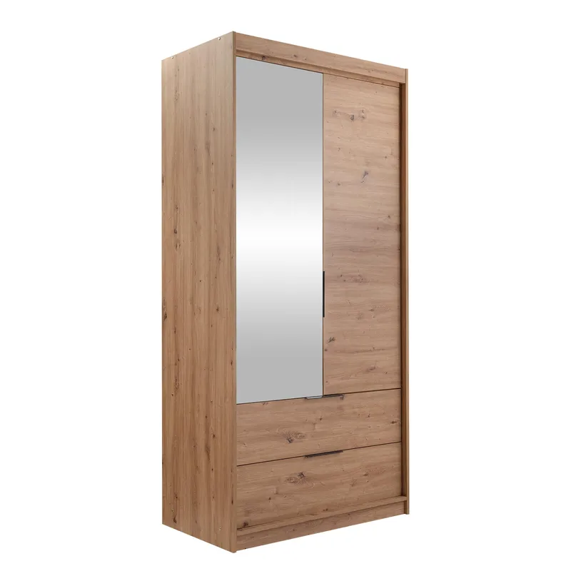 Elvyn Vaatekaappi peilillä 103x213 cm, Ruskea