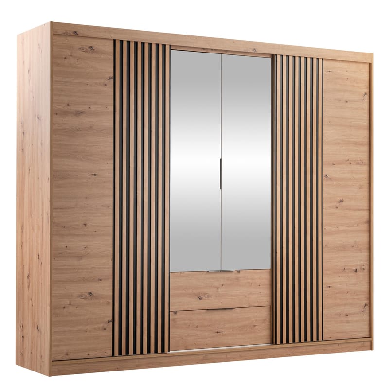 Elvyn Vaatekaappi peilillä 250x213 cm, Ruskea