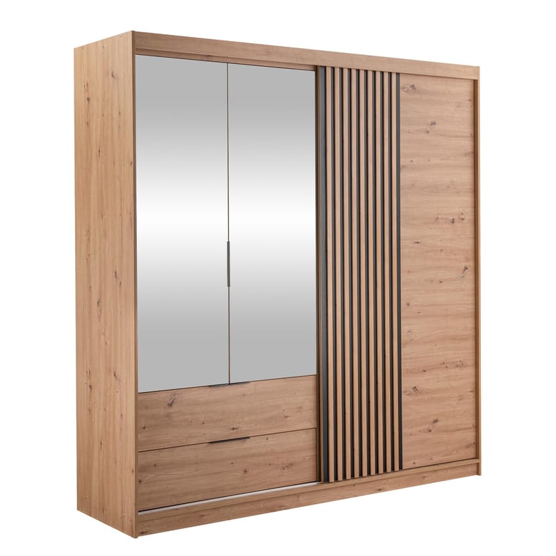 Elvyn Vaatekaappi peilillä 203x213 cm, Ruskea