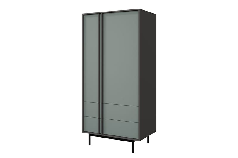 Farshian Vaatekaappi 93x195 cm, Harmaa/Vihreä