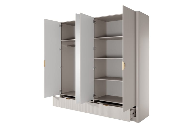 Forba Vaatekaappi Peilillä 213x209 cm - Valkoinen - Säilytys - Vaatesäilytys - Vaatekaappi