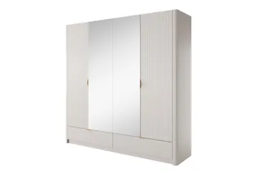 Forba Vaatekaappi Peilillä 213x209 cm - Valkoinen - Säilytys - Vaatesäilytys - Vaatekaappi