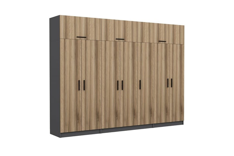 Fruitland Vaatekaappi 315x235 cm, Pähkinäpuu/Antrasiitti