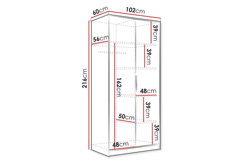 Gudelia Vaatekaappi 102x216 cm - Beige - Säilytys - Vaatesäilytys - Vaatekaappi
