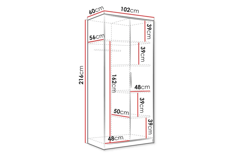 Gudelia Vaatekaappi 102x216 cm - Beige - Säilytys - Vaatesäilytys - Vaatekaappi