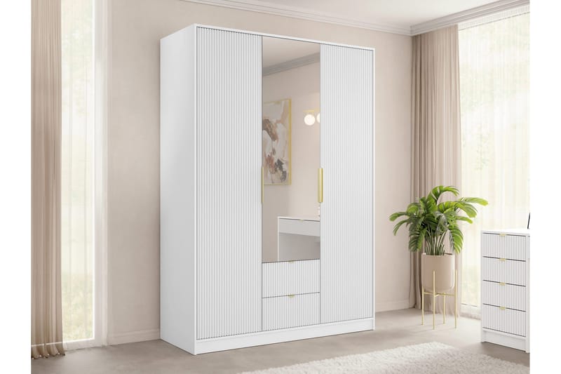 Gudelia Vaatekaappi 151x216 cm - Valkoinen - Säilytys - Vaatesäilytys - Vaatekaappi