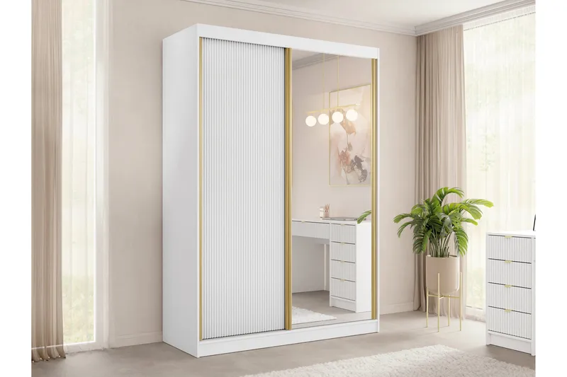 Gudelia Vaatekaappi 151x216 cm - Valkoinen - Säilytys - Vaatesäilytys - Vaatekaappi