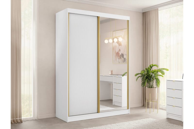 Gudelia Vaatekaappi 151x216 cm - Valkoinen - Säilytys - Vaatesäilytys - Vaatekaappi