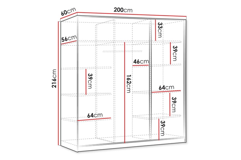 Gudelia Vaatekaappi 200x216 cm - Sininen - Säilytys - Vaatesäilytys - Vaatekaappi