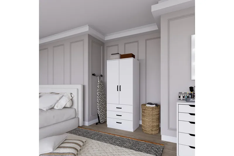 Haaken Vaatekaappi 60x174,8 cm - Matta valkoinen - Säilytys - Vaatesäilytys - Vaatekaappi