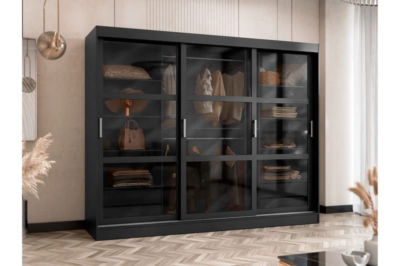 Harvans Vaatekaappi 250x203 cm - Musta - Säilytys - Vaatesäilytys - Vaatekaappi