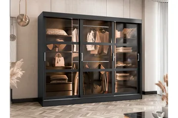 Harvans Vaatekaappi 250x203 cm - Musta - Säilytys - Vaatesäilytys - Vaatekaappi