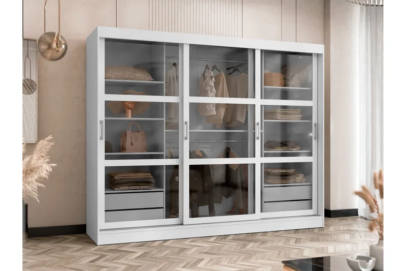 Harvans Vaatekaappi 250x203 cm - Valkoinen - Säilytys - Vaatesäilytys - Vaatekaappi