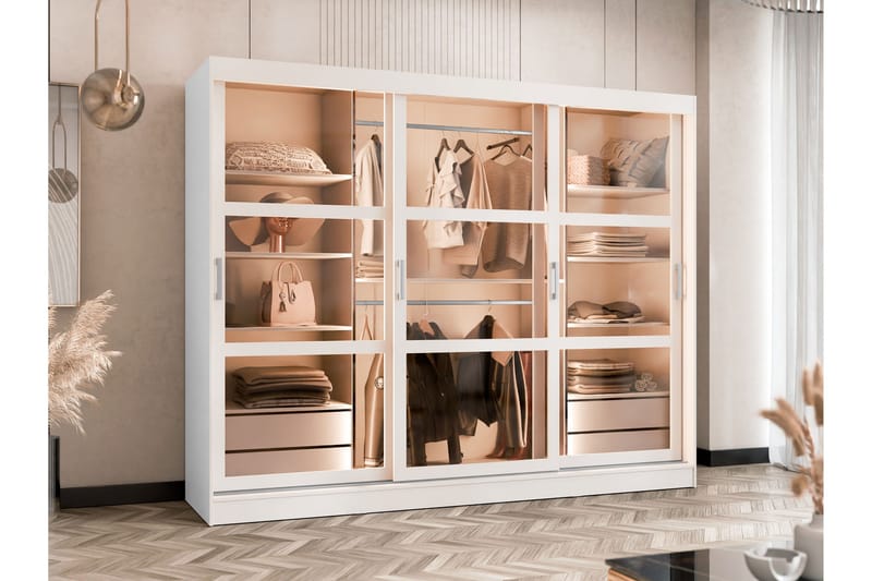 Harvans Vaatekaappi 250x203 cm - Valkoinen - Säilytys - Vaatesäilytys - Vaatekaappi