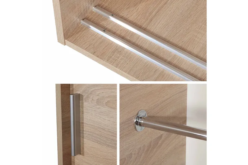 Harvinder Vaatekaappi peilillä 120x205 cm - Beige - Säilytys - Vaatesäilytys - Vaatekaappi