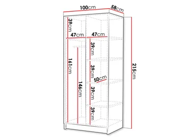 Herrljunga Vaatekaappi 100x215 cm - Ruskea/Musta - Säilytys - Vaatesäilytys - Vaatekaappi