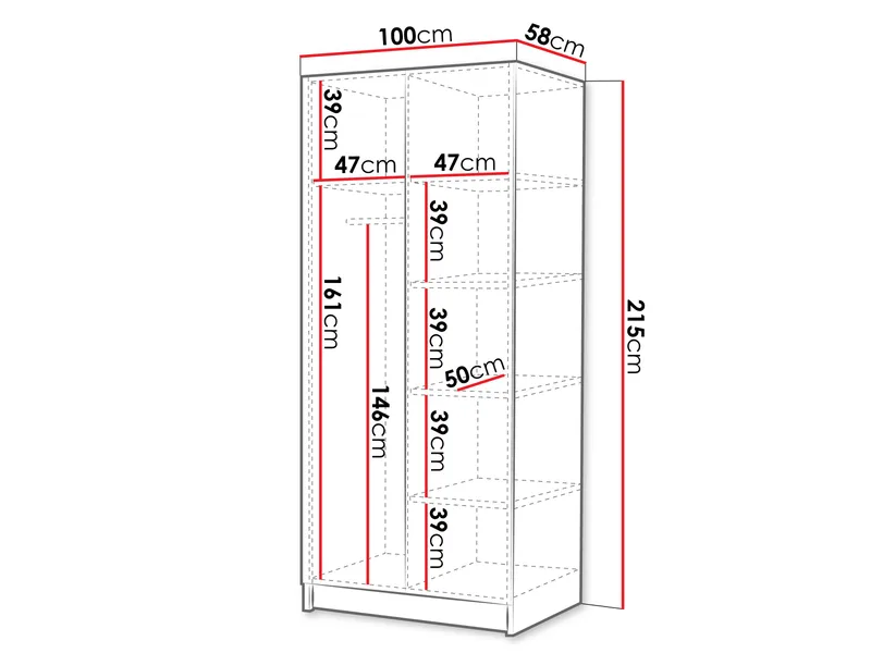 Herrljunga Vaatekaappi 100x215 cm - Ruskea/Musta - Säilytys - Vaatesäilytys - Vaatekaappi