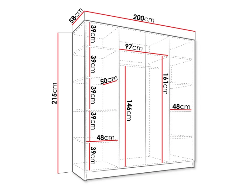 Herrljunga Vaatekaappi 200x215 cm - Ruskea/Musta - Säilytys - Vaatesäilytys - Vaatekaappi