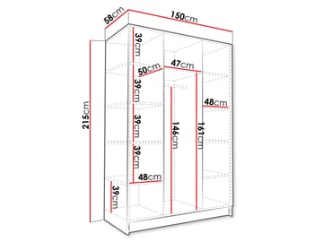Herrljunga Vaatekaappi Peilillä 150x215 cm - Ruskea/Kulta/Peili - Säilytys - Vaatesäilytys - Vaatekaappi