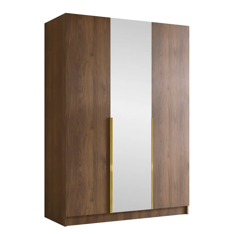 Herrljunga Vaatekaappi Peilillä 150x215 cm, Ruskea/Kulta/Peili
