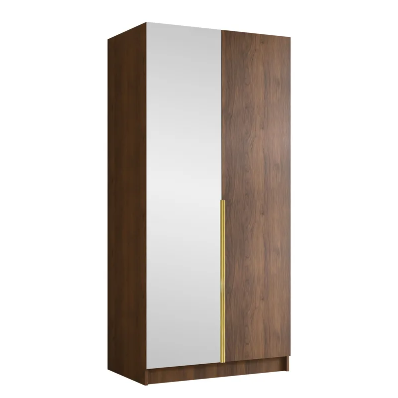 Herrljunga Vaatekaappi Peilillä 100x215 cm, Ruskea/Kulta/Peili