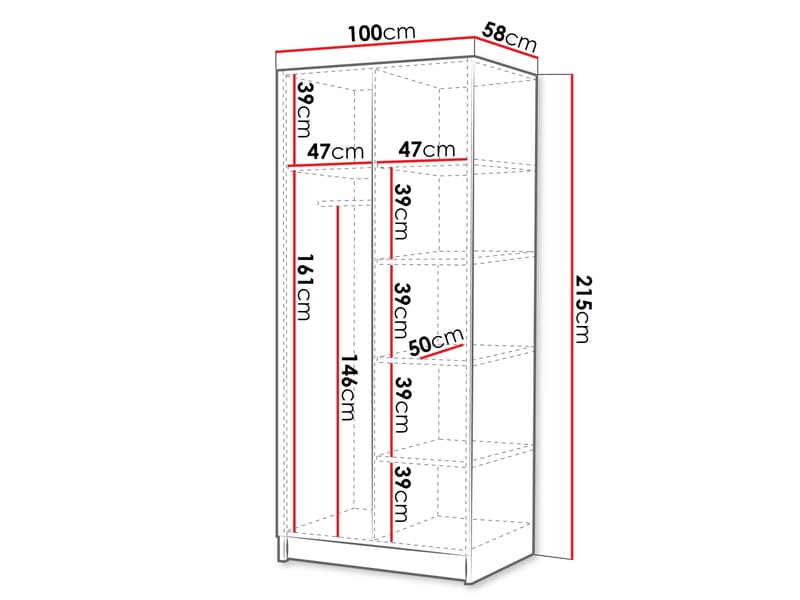 Herrljunga Vaatekaappi Peilillä 100x215 cm - Kulta/Peili - Säilytys - Vaatesäilytys - Vaatekaappi
