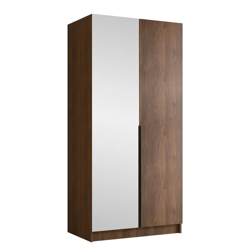 Herrljunga Vaatekaappi Peilillä 100x215 cm, Ruskea/Musta/Peili
