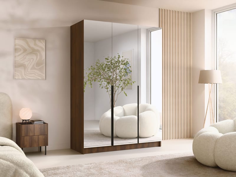 Herrljunga Vaatekaappi Peilillä 150x215 cm - Musta/Peili - Säilytys - Vaatesäilytys - Vaatekaappi