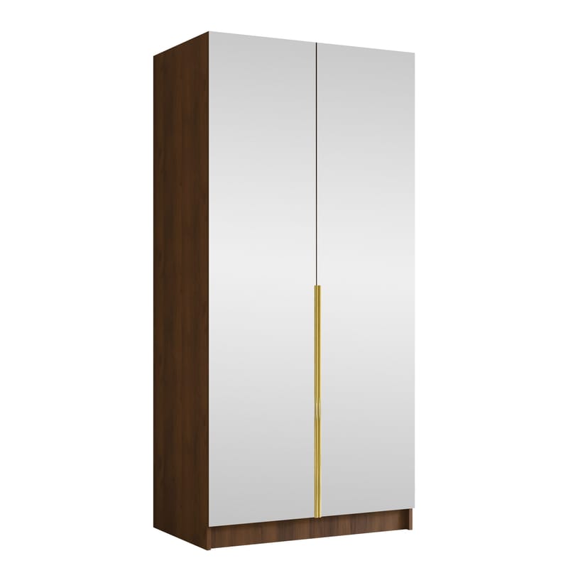 Herrljunga Vaatekaappi Peilillä 100x215 cm, Kulta/Peili