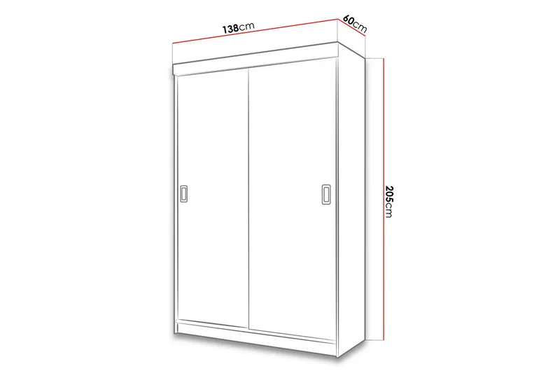 Isolaz Vaatekaappi Peilillä 138x205 cm - Valkoinen/Harmaa - Säilytys - Vaatesäilytys - Vaatekaappi