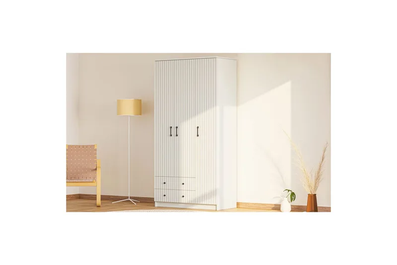 Ivon Vaatekaappi 105x184 cm - Matta Valkoinen - Säilytys - Vaatesäilytys - Vaatekaappi