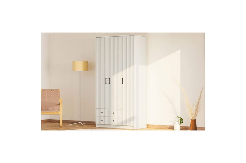Ivon Vaatekaappi 105x184 cm - Matta Valkoinen - Säilytys - Vaatesäilytys - Vaatekaappi