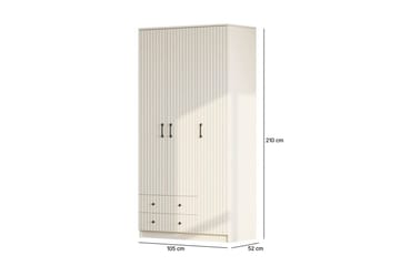 Ivon Vaatekaappi 105x210 cm - Matta Valkoinen - Säilytys - Vaatesäilytys - Vaatekaappi