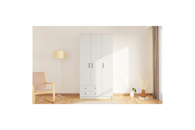 Ivon Vaatekaappi 105x210 cm - Matta Valkoinen - Säilytys - Vaatesäilytys - Vaatekaappi