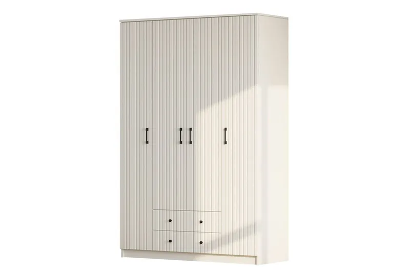 Ivon Vaatekaappi 140x184 cm - Matta Valkoinen - Säilytys - Vaatesäilytys - Vaatekaappi