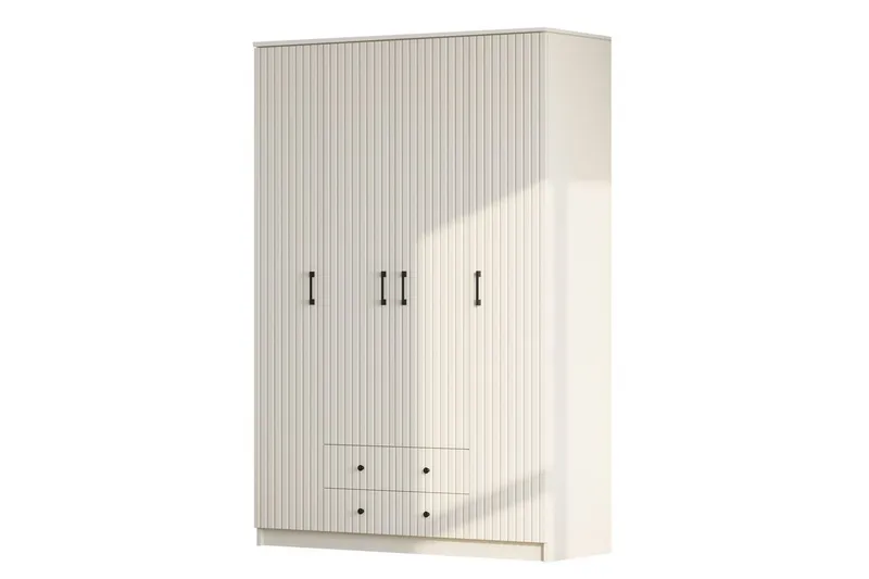 Ivon Vaatekaappi 140x210 cm - Matta Valkoinen - Säilytys - Vaatesäilytys - Vaatekaappi