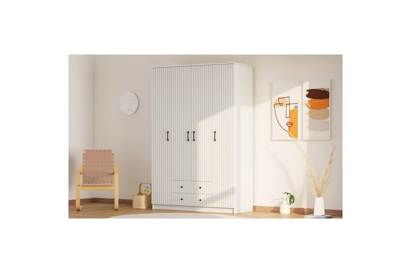 Ivon Vaatekaappi 140x210 cm - Matta Valkoinen - Säilytys - Vaatesäilytys - Vaatekaappi
