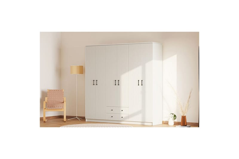 Ivon Vaatekaappi 210x210 cm - Matta Valkoinen - Säilytys - Vaatesäilytys - Vaatekaappi