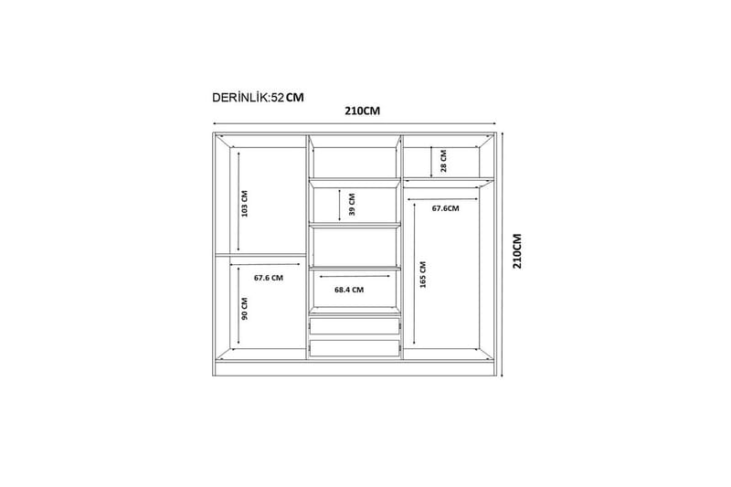 Ivon Vaatekaappi 210x210 cm - Matta Valkoinen - Säilytys - Vaatesäilytys - Vaatekaappi