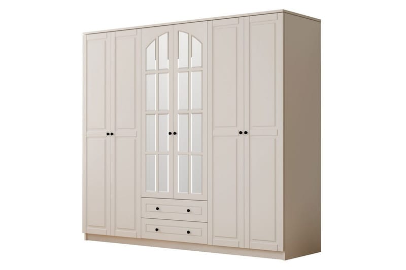 Jovric Vaatekaappi 210x210 cm - Matta Valkoinen - Säilytys - Vaatesäilytys - Vaatekaappi