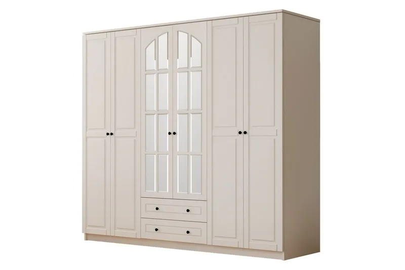 Jovric Vaatekaappi 210x210 cm - Matta Valkoinen - Säilytys - Vaatesäilytys - Vaatekaappi