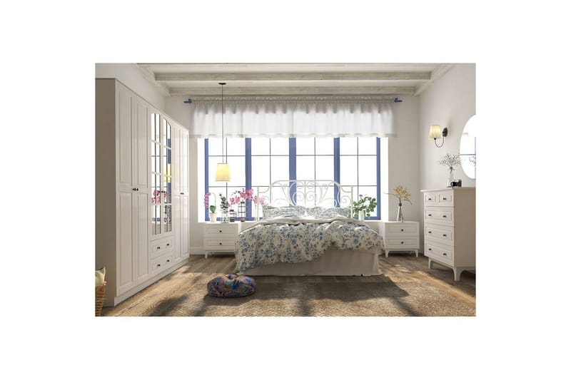 Jovric Vaatekaappi 210x210 cm - Matta Valkoinen - Säilytys - Vaatesäilytys - Vaatekaappi