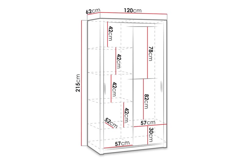 Julissa vaatekaappi 120 cm puuta - Ruskea - Säilytys - Vaatesäilytys - Vaatekaappi