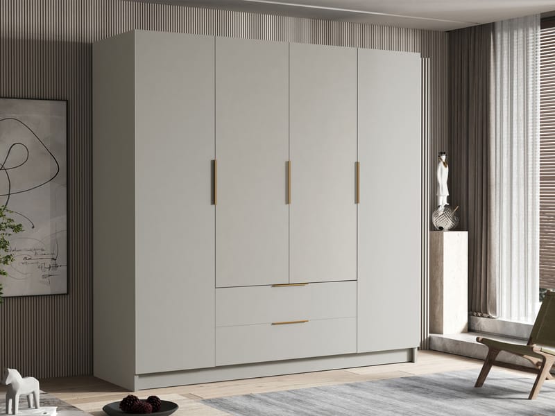 Kelros Vaatekaappi 200x216 cm - Beige - Säilytys - Vaatesäilytys - Vaatekaappi