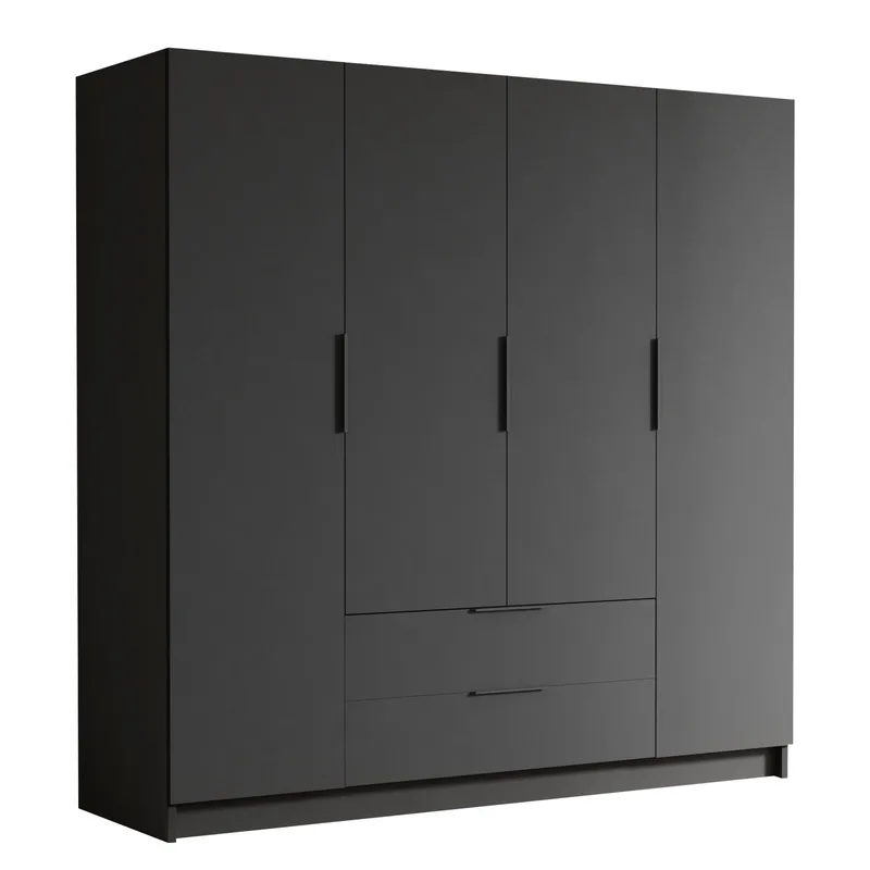 Kelros vaatekaappi 200x216 cm maalattua puuta, Musta