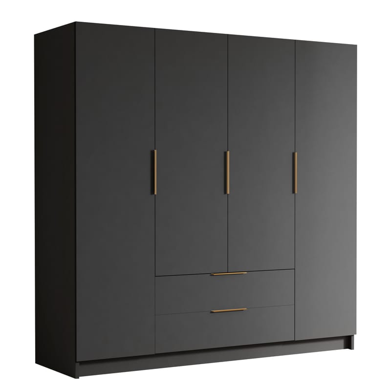 Kelros Vaatekaappi 200x216 cm - Musta - Säilytys - Vaatesäilytys - Vaatekaappi