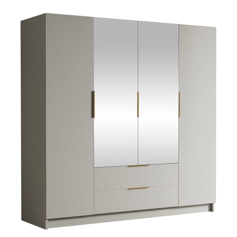 Kelros Vaatekaappi peilillä 200x216 cm, Beige