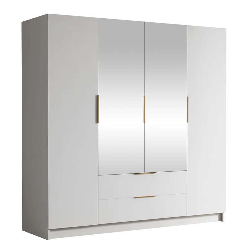 Kelros Vaatekaappi peilillä 200x216 cm, Valkoinen